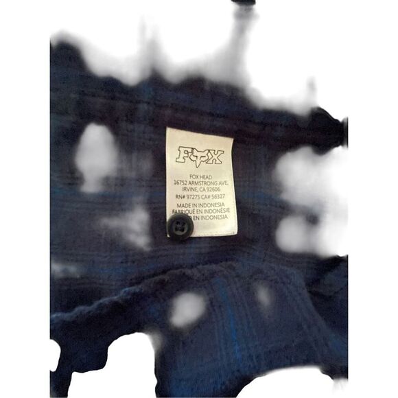 Fox Racing Mens Blue Black Short Sleeve Woven Soft Twill Button-Up Shirt Size XL - Picture 8 of 9